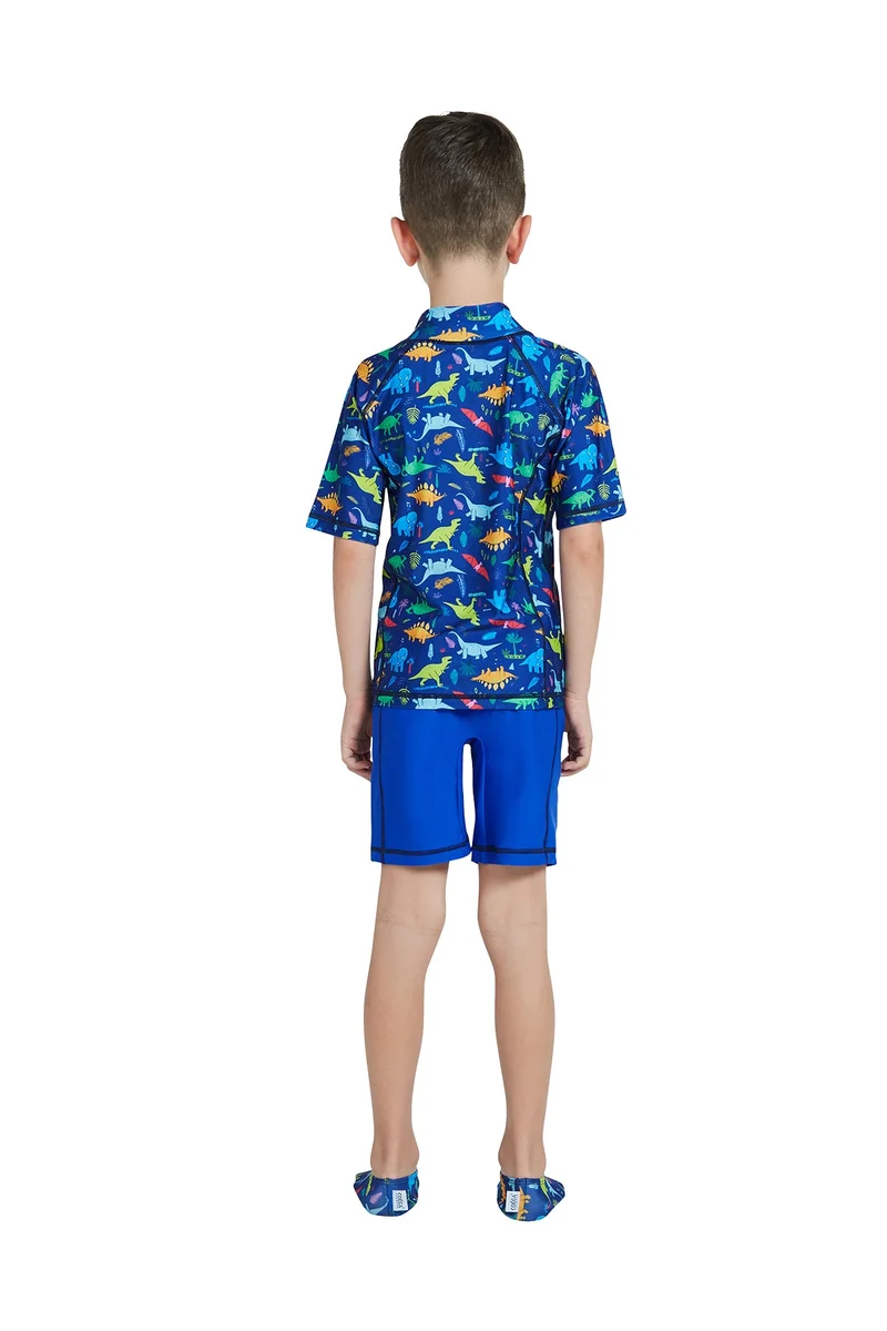 كويجا صن وير COEGA  Boys Kids Two-piece Swimsuit - Blue Playing Dinos